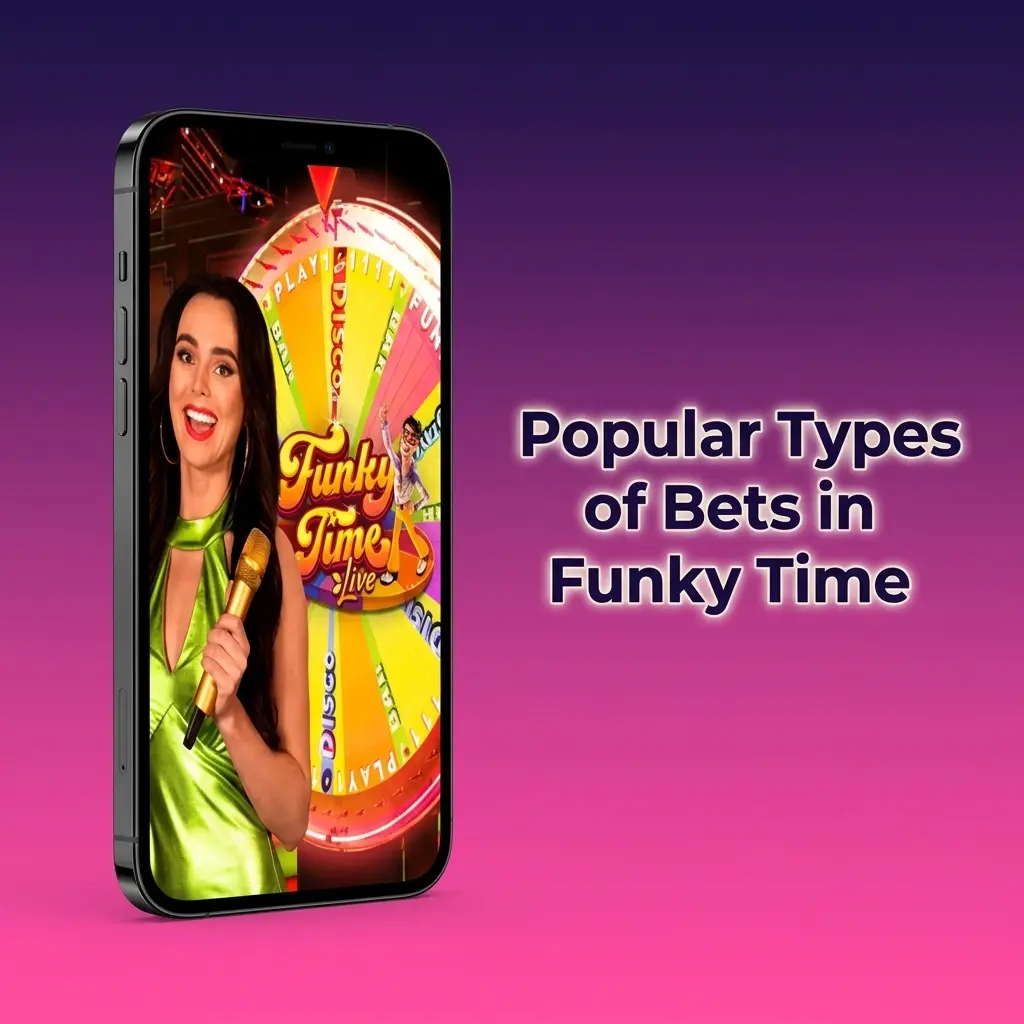 Funky Time wheel showing number multipliers and bonus round bet types including VIP Disco up to 30000x